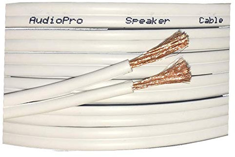 AudioPro Speaker Cable Wire 13 AWG (2 x 234 Strands) Select 25m or 50m Reel Colour White/Clear Transparent HiFi Home Audio Surround Sound etc (25m Reel, White)