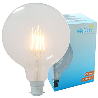 Vintage Filament Large Globe Opus Classic 5W LED Dimmable Clear G125 Light Bulb Bc B22 Bayonet Cap