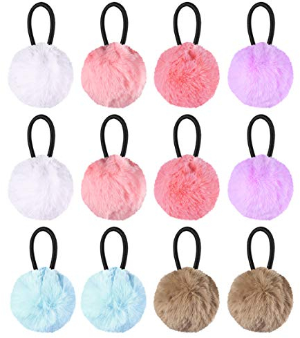 Lurrose Pompon-Haargummis, flauschig, elastisches Haarband, niedlicher Plüschball, Pferdeschwanz-Halter für Mädchen