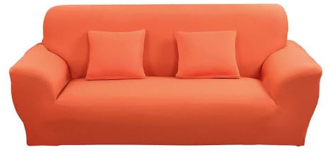EnHome Schonbezug für Sofa, 1/2/3/4 Sitzer Elastisch Sofabezug Spandex Stretch Protector Einfarbig Einfach Couchbezug Sofa Überwürfe Abdeckung Hussen mit Armlehne (3 Sitzer,Orange)