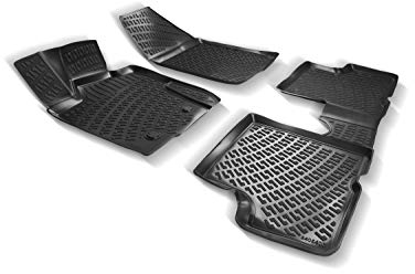 Rizline Passgenau 3D Fussmatten Auto Kompatibel mit Skoda Octavia 3 Gen 2013-2020 Auto Zubehör 1. Und 2. Reihe Gummimatten Autos TPE Allwetter Geruchlos rutschfest Vorne und Hinten Schwarz