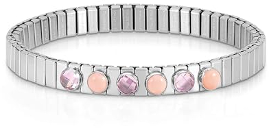 Nomination | Bracciale Donna Collezione Xte - Acciaio con 3 Pietre e 3 Cristalli Sfaccettati – Bracciale Elegante Made in Italy - Misura Estendibile 18/19 cm (Rosa)