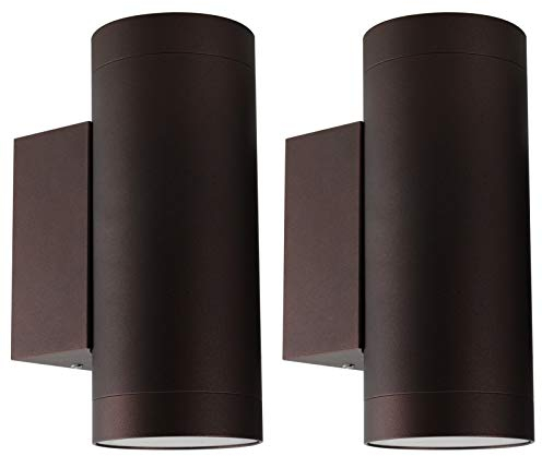 Klighten 2 Stück Aussenleuchte Aussenlampe Wand, GU10 Aluminium Up Down Außenwandleuchten, Wasserdichte IP65 Wandlampe Außen Wandleuchte Aussen für Garten Terrasse Eingang, ohne Leuchtmittel, Bronze