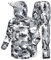 Coutyuyi Herren & Damen Regenanzug Reflektierender 100% Wasserdichter Anzug Outdoor Regenmantel Winddicht Regenjacke （L, Grau Camouflage）