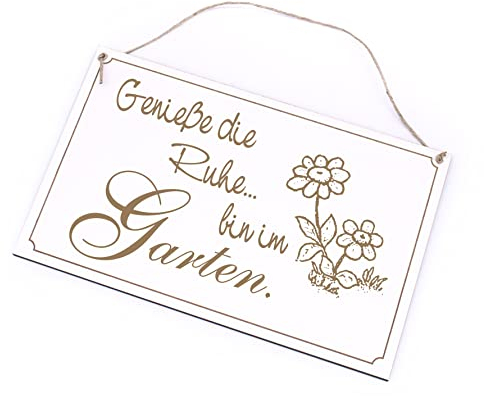 Garten Schild Genieße die Ruhe, bin im Garten - Holzschild Garten Deko 26 x 16 cm | Dekolando