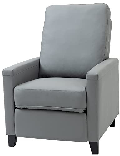 HOMCOM gepolsterter Relaxsessel, manuell Verstellbarer Sessel mit Armlehnen, in grauem Kunstleder, 70,5x86x99cm