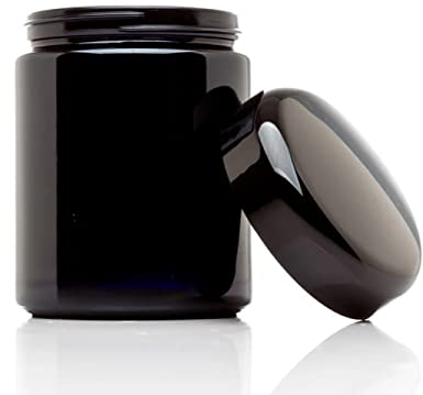 ULTRA JARS 250ml Wide Mouth Ultraviolet Glass Jar with Black Screw Top Lid - Airtight |Smell Proof | Leak Proof | UV Storage Container | Refillable Canister