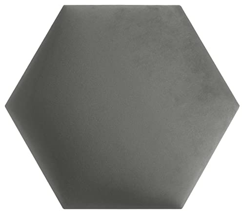 softwalls Hexagon Wandkissen Stoff Hellgrau 40 x 34,5 cm mit 50 mm Polsterung – Modulare Wandpaneele & Akustik Paneele für modernes Wanddesign