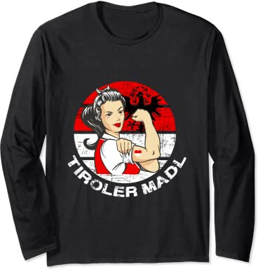 Tiroler Madl T-Shirt Fahne Tiroler Adler Wappen Tirol Frauen Langarmshirt