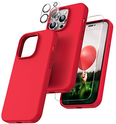 TOCOL Silicone for iPhone 13 Pro Max Case 6.7-Inch, Liquid Silicone Multi-Color Slim Silky-Soft Touch Anti-Scratch Shockproof Protective Phone Cover, Red