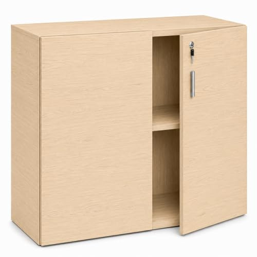 Genérico OFILIKE. Armario Bajo de Oficina con 2 Puertas y 2 Estantes. Armario Multiusos. (Roble)