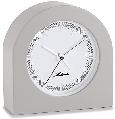 Atlanta Moderne Tischuhr Wecker mit Alarm MDF-Holzgehäuse Rund 12cm - 3105/4