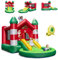 COSTWAY Château Gonflable avec Toboggan pour Enfants 3-10 Ans Thème de Noël, Aire de Jeux avec Trampoline Piscine Rondes à Balles Mur en Maille Ventilée, Charge 135KG (avec Souffleur de 480W)…