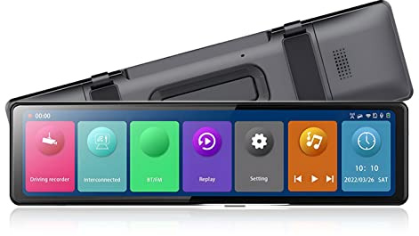 10-Zoll-Spiegel-Dashcam, Rückspiegelkamera-Parkmonitor, Unterstütztes , Android Auto-Funktionen, Intelligenter Rückspiegel für Autos