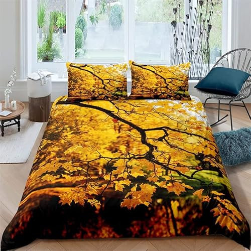JZZFBW Bettwäsche 200x200cm Gelbe Blumen Pflegeleicht BettwäSche-Set Mit ReißVerschluss Und 2 Mal 80x80cm Kissenbezug
