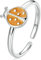 Ringe Schmuck Ringe Damen 925 Sterling Silber Orange Marienkäfer Ring, offener platinierter Fingerring for Mädchen, edler Schmuck, Partygeschenk