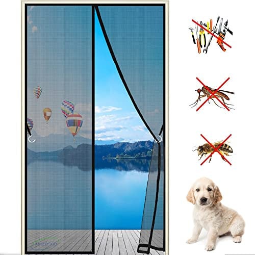 Tenda a rullo oscurante Zanzariera Magnetica Porte 290x255cm con Nastri Autoadesivi e Puntine per porte e finestre Casa Impedendo agli Insetti di entrare, Nero Personalizzabile