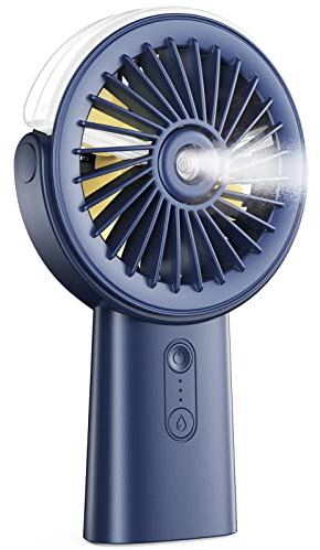 Otlonpe Ventilatore portatile portatile, piccolo ventilatore personale ricaricabile a mano nebulizzatore spray d'acqua, 4000 mAh, a batteria, 3 velocità, 4-15 ore di durata per viaggi, casa, ufficio