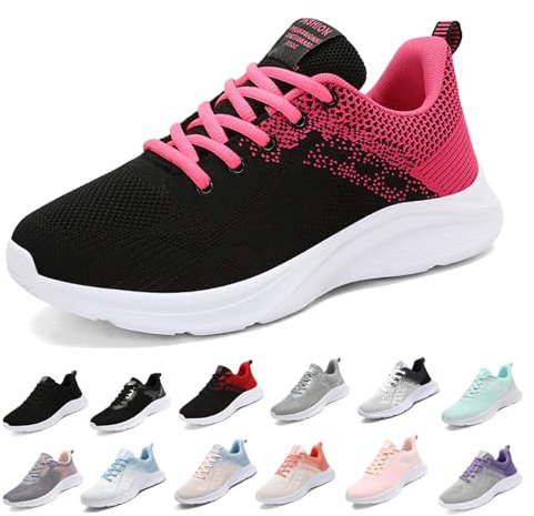 MIDQCGL Uomo Donna Scarpe Sportive Donna Scarpe da Ginnastica Corsa Sportive Fitness Running Sneakers Scarpe Basse Casual Walking Trainers 626 Black Pink 37EU