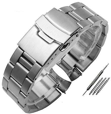 REFKIT For Skx007 for 009 for SKX175 for SKX173 Armband männer Edelstahl Armband 22mm Uhrenarmbänder (Color : A-silver, Size : 22mm)