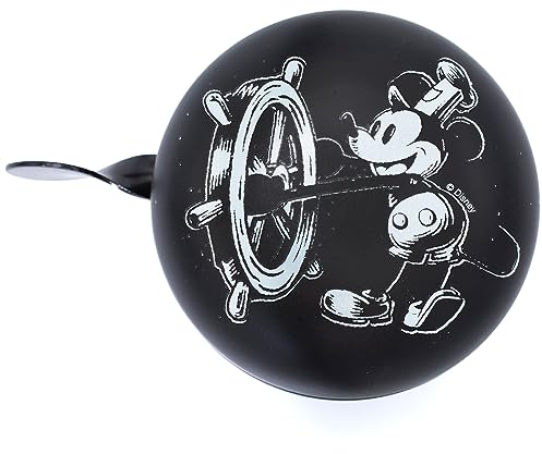 Jubiläums 2-Klang Fahrradklingel Mickey Mouse Retro Steamboat Captain, XXL Ø 80mm, D100