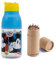 OM SUPPLIES Bottiglietta Ecozen riutilizzabile a doppia apertura con personaggi di Topolino, 420 ml, tappo antigoccia con cannuccia integrata, include 12 matite di medie dimensioni (Topolino)