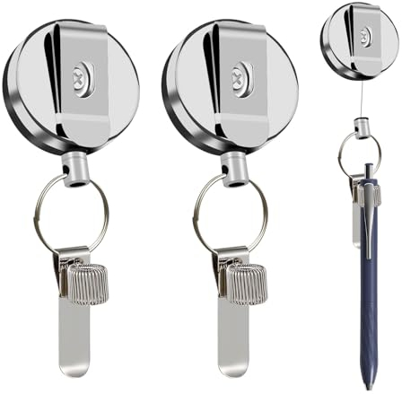 Einziehbarer Stiftehalter,2 Stück Stifthalter-Clip mit verstellbarer Federschlaufe,70cm Stifthalterung für Tischler,Bauarbeiter,Krankenschwestern,Kellnerabzeichen,Gürtel,Stifthalter