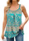 V FOR CITY Womens Top with Built in Bra Going Out Ladies Tank Top Summer Cami Sleeveless Vest Bohemia Green XL