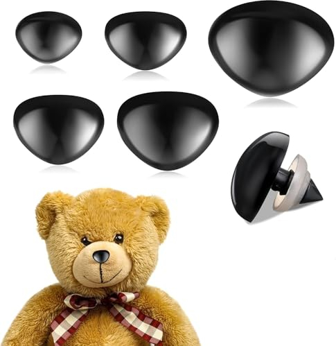 Parallelower 100st Sicherheitsnasen für Häkeltiere 5 Größen Kunststoff Tiersicherheitsnasen Puppennasen mit Unterlegscheiben Diy Making Plüschpuppen Teddybär Hundenasen zum Basteln