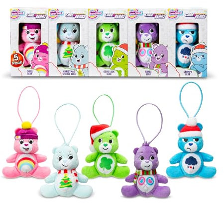 Care Bears Micro Teenies Coffret Trésor 5-Pack Holiday – Édition de Noël avec Cheer Bear, Grumpy Bear, Good Luck Bear, Share Bear & Christmas Wishes Bear – Collectibles Festifs pour Tous Âges