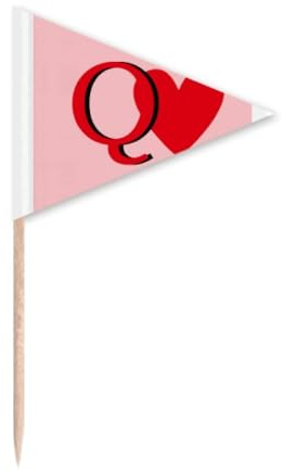 Love Queen Heart Q Poker Toothpick Triangle Cupcake Toppers Flag