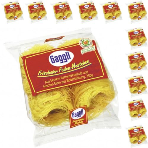 Gaggli Frischeier-Faden-Nestchen Pasta Nudeln 250 gramm x 12 Stück
