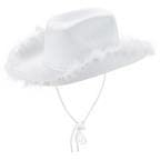 Eghunooye Pinker Cowboyhut mit Feder, flauschige Cowgirl-Hüte für Damen, für Halloween, Weihnachten, Kostüm-Requisiten (8, Einheitsgröße)