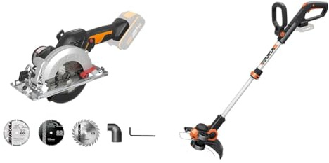 WORX NITRO WX531.9 Akku Kreissäge 20V & WG163E.9 Akku Rasentrimmer 20V – Rasen – 2-in-1 Funktion