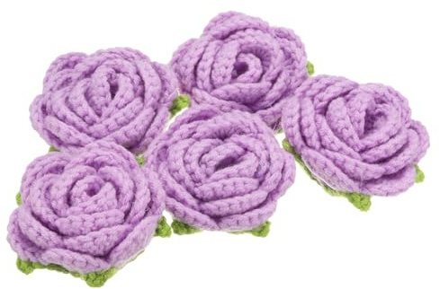QUARKZMAN 5pz Toppe Cucire Forma Fiore, Petali Floreali Uncinetto, Fiori Fatti Mano Uncinetto, Applicazioni, Decorazioni per Capelli Fai da Te, Vestiti, Feste Matrimonio, Viola