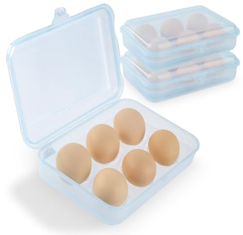 RoseFlower 2 Stück Eierbox 6 Eier, Eier Transportbox, Eierbox Kunststoff Eierdose, Eierbehälter für Unterwegs, Eier Dose Eier Aufbewahrungsbox Eier Behälter Eierträger für Kühlschrank Outdoor Camping