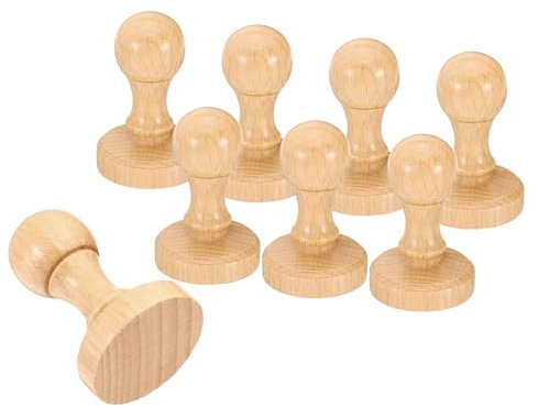 PATIKIL 40mm Maniglia Tonda in Legno per Timbro, 8pz Pomelli Legno Supporti Timbri Maniglie Cassetti per Creazione Timbri Fai Da Te Album Ritagli, Marrone