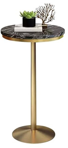 Bistrotisch, moderner Bartisch, runder schwarzer Marmortisch, Theke, Pub-Schreibtisch, Cocktailtisch mit stabilem Sockel, hoher Bistro-Beistelltisch für Wohnzimmer, Küche