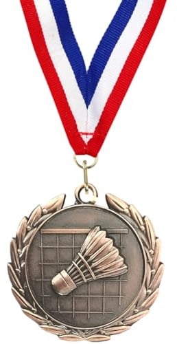 JUCHRZEY 5 cm Badminton-Medaille Gold/Silber/Bronze-Medaille mit Halsband, Siegermedaillen aus Metall, Badminton-Auszeichnungsmedaillen aus Zinklegierung for Partyaktivitäten