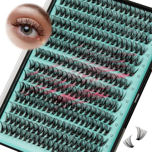 Grappes de cils Wispy 280PCS Extension de cils de grappes 40D cils individuels Extension de cils DIY Extensions de cils de grappes de Look naturel faux cils doux pour les débutants (12mm)
