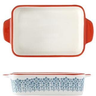 Auflaufform Klein Keramik, 500ML Rechteckig Lasagneform Vintage Backform Ofenform Mit Keramikgriffen OfenformSet Für Lasagne Tiramisu Auflauf (E)