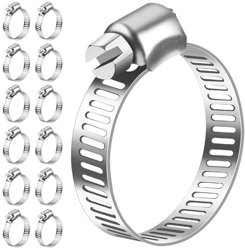 Bolatus Lot de 12 colliers de serrage 16-25 mm en acier inoxydable 304 - Colliers de serrage réglables pour tuyau de piscine, tuyau de gaz de maison, tuyau d'arrosage