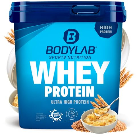 Bodylab24 Whey Protein Pulver, Cornflakes, 1kg | Bis zu 24 g Protein pro Portion, hochwertiges Molkenprotein, perfekt löslich, ideal für Protein Shakes rund ums Training