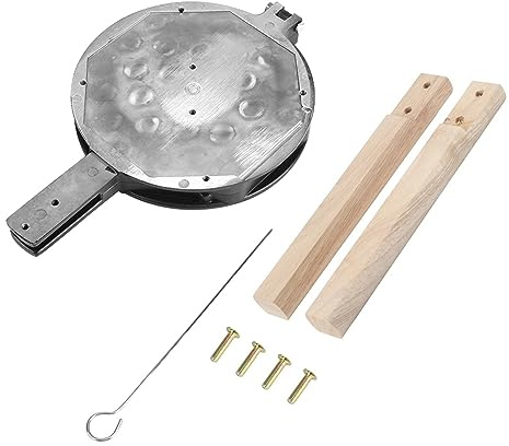 WAHEWUD Máquina para Hacer Gofres de Burbujas Gofrera de Huevo, Aluminio con Mangos de Madera Superficie Lisa, Sartén para Waffles Egg Waffles para Estufa Gas Cafetería 30x20cm