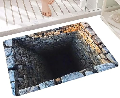 Niesel 3D-Teppich, rutschfeste Fußmatte mit Lochdekor, für den Fußboden – für Weihnachten, Halloween, Schlafzimmer, Wohnzimmer, Bad, Küche, Eingangsbereich