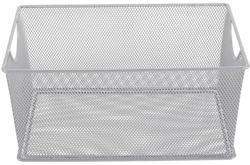 IMIKEYA Metal Dvd Storage Basket with Double Handles Large Capacity Metal Basket for Convenient Bathroom and Home Storage for Discs