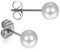 JewelryWe Schmuck Damen Ohrstecker, Elegant Edelstahl Imitation Perlen Kugel Ohrringe Gestüt Stecker Silber Weiß 5mm für Frauen Mädchen