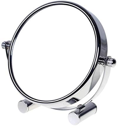 TUKA Designed Kosmetikspiegel 7 Fach, 6 inch Tischspiegel 360° drehbar, Standspiegel Schminkspiegel Badezimmerspiegel Verchromten. Doppelseitiger Rasierspiegel: Normal + 7X Vergrößerung, TKD3142-7x