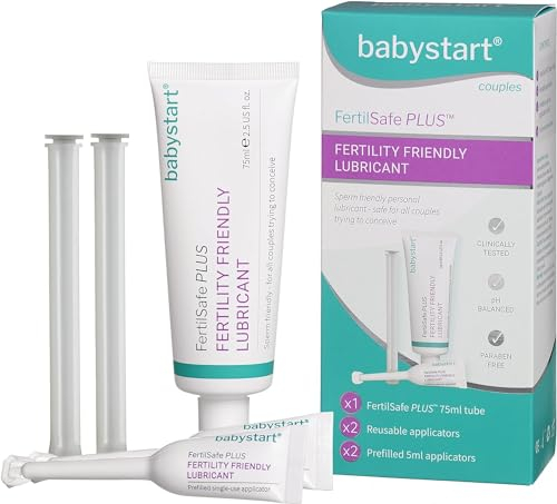 Babystart Fertility Lubrifiant – Tube de gel lubrifiant FertilSafe Plus de 75 ml, 2 applicateurs réutilisables et 2 lubrifications personnelles préremplies de 5 ml – Naturel, à base d'eau, sans
