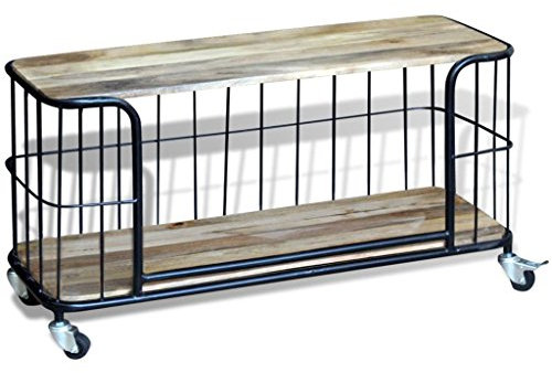 fzyhfa Meuble TV en Bois de manguier Massif 100 x 40 x 45 cm Design Simple et Pratique, Stable et Durable Porte Meuble Meuble Porte CD